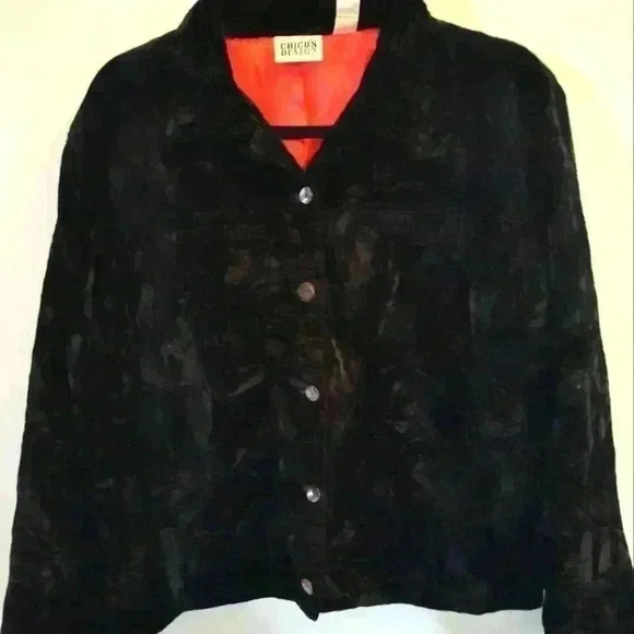 Chico's Jackets & Blazers - Chico's design size 2 velvet texture pattern black jacket plus size #146